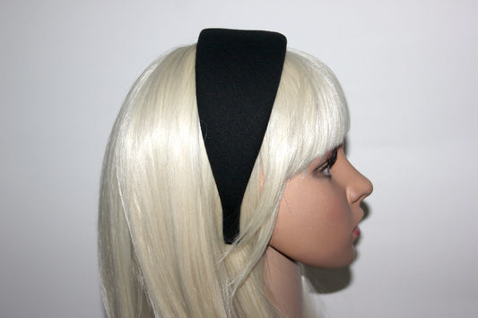 Linen padded headband, Black Puffy hairband scarf, plastic free... NEW
