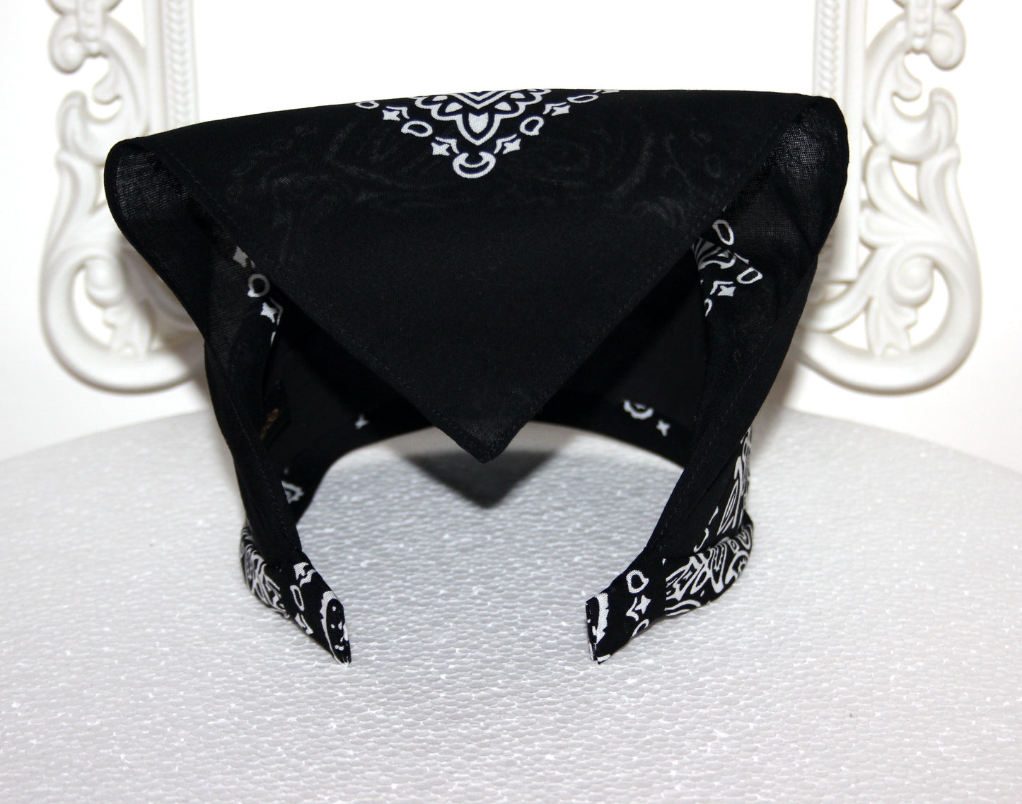 Black triangle bandana 10" inch cotton headband Structured country bandana, comfy hippie headband