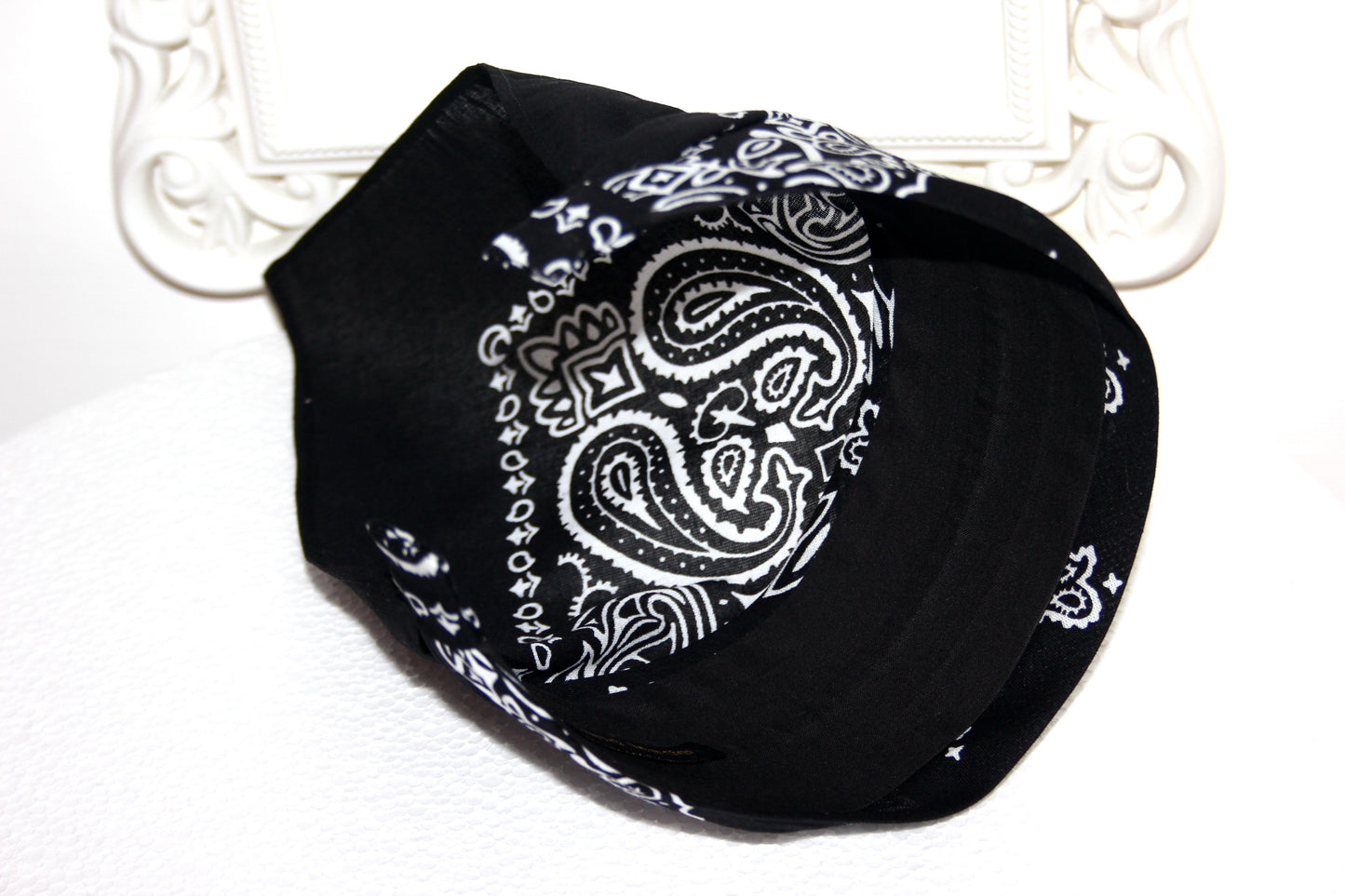 Black triangle bandana 10" inch cotton headband Structured country bandana, comfy hippie headband