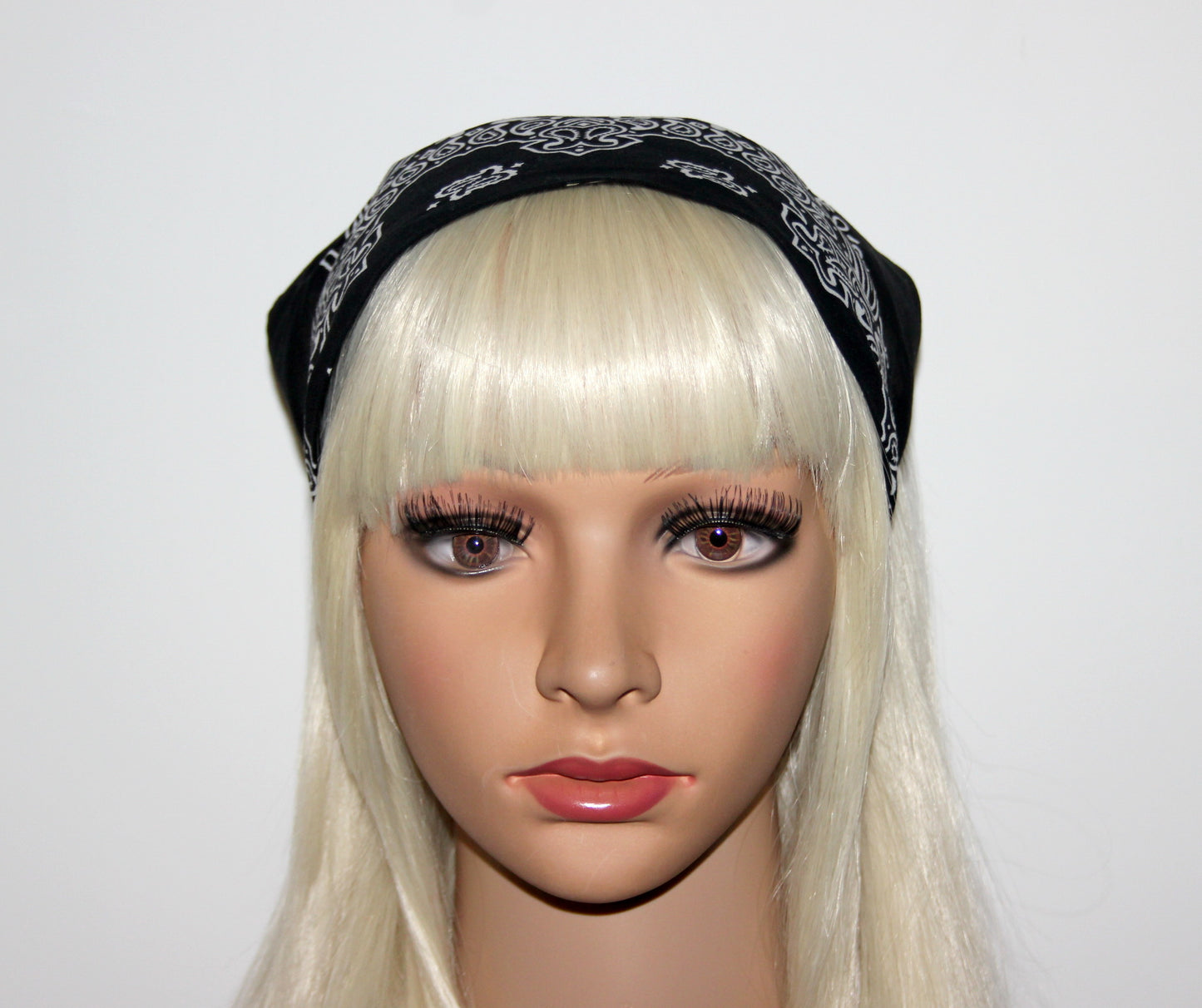 Black triangle bandana 10" inch cotton headband Structured country bandana, comfy hippie headband