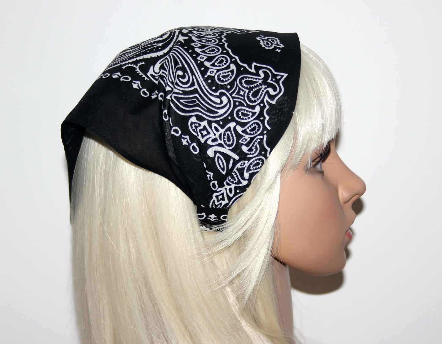 Black triangle bandana 10" inch cotton headband Structured country bandana, comfy hippie headband