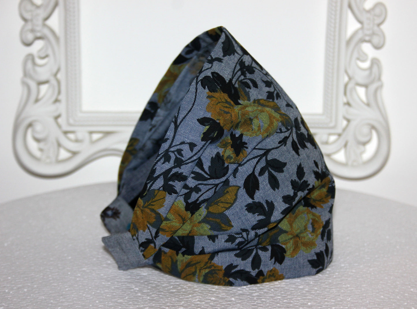 Bandana for women Blue & Mustard denim cotton print headband scarf, wide running head cover