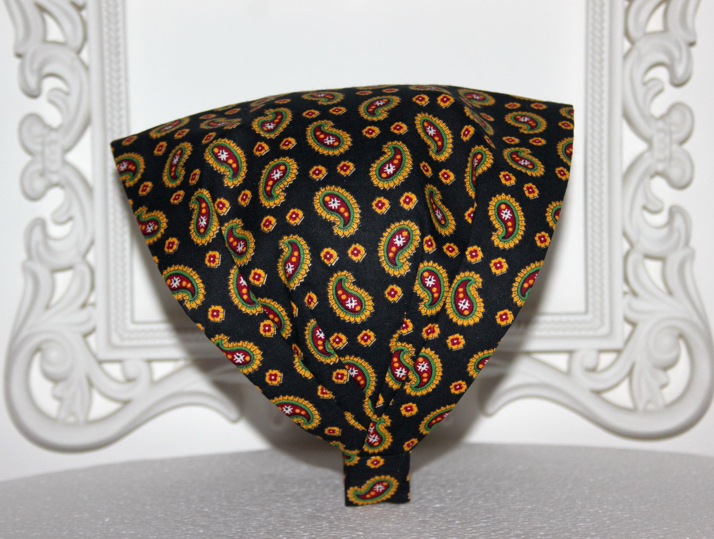 Black Bandana Headband Boho Yellow print paisley hairband scarf