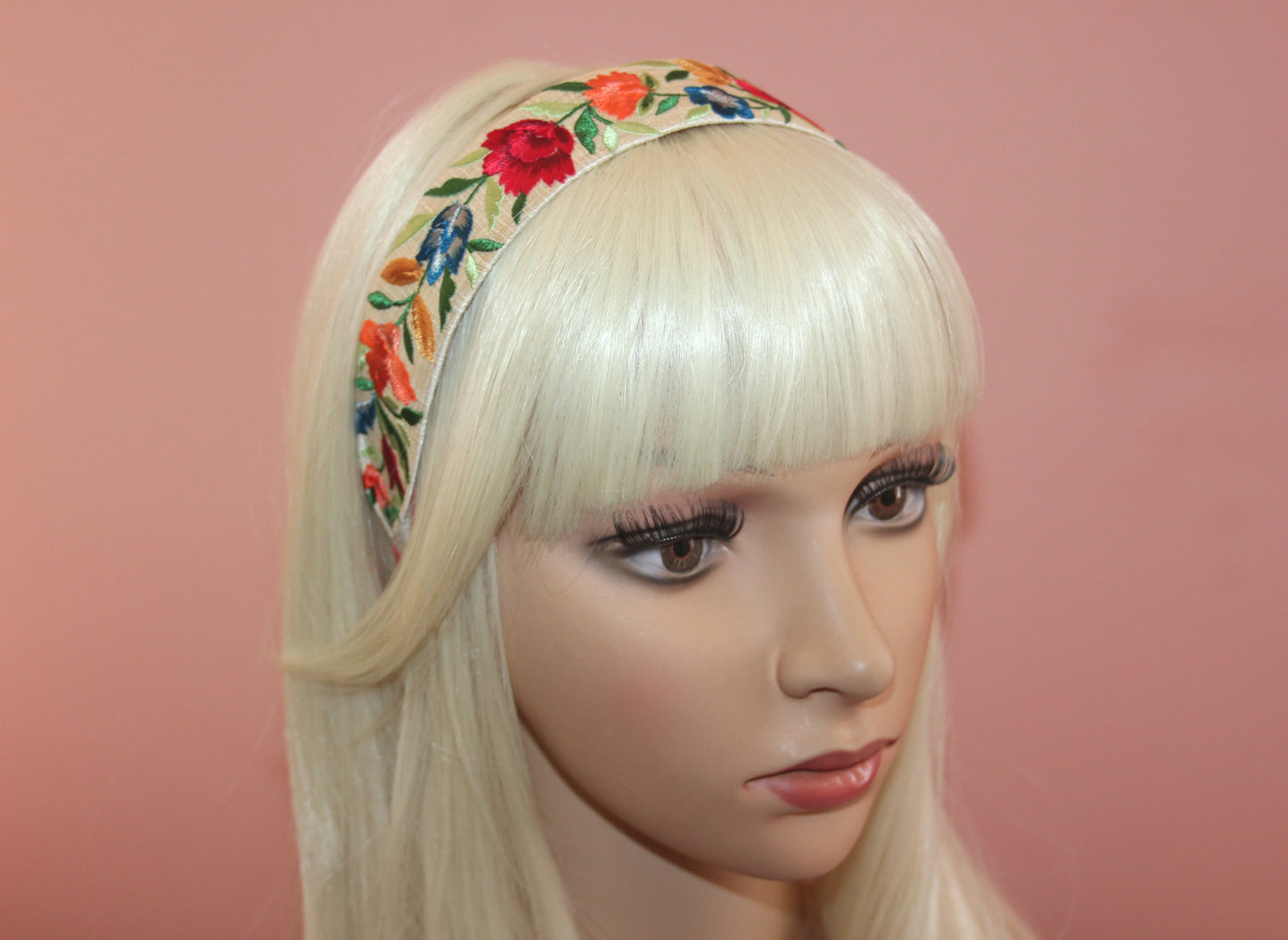 Embroidered headband 1.35''inch Colorful silk hairband Exquisite headband scarf