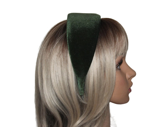 Army Green padded headband Fluffy velvet hairband, plastic free