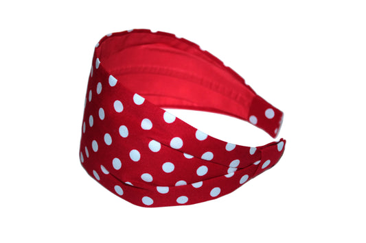 Headband for women Red & White polka dot cotton head scarf