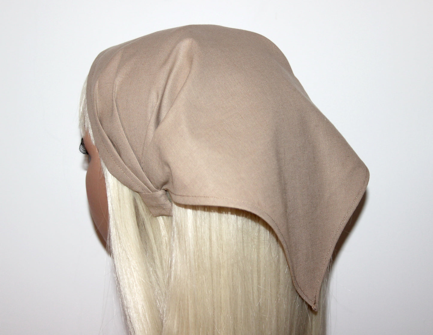 Beige linen kerchief Triangle bandana headband Summer hippie headband