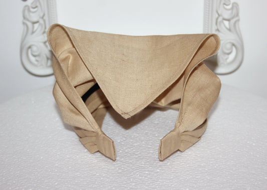 Cream Hair kerchief Triangle linen headband bandana