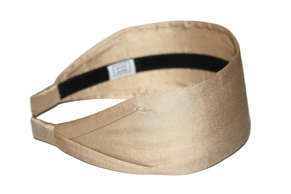 Beige pure silk flat headband Handmade women hairband, adjustable, plastic free