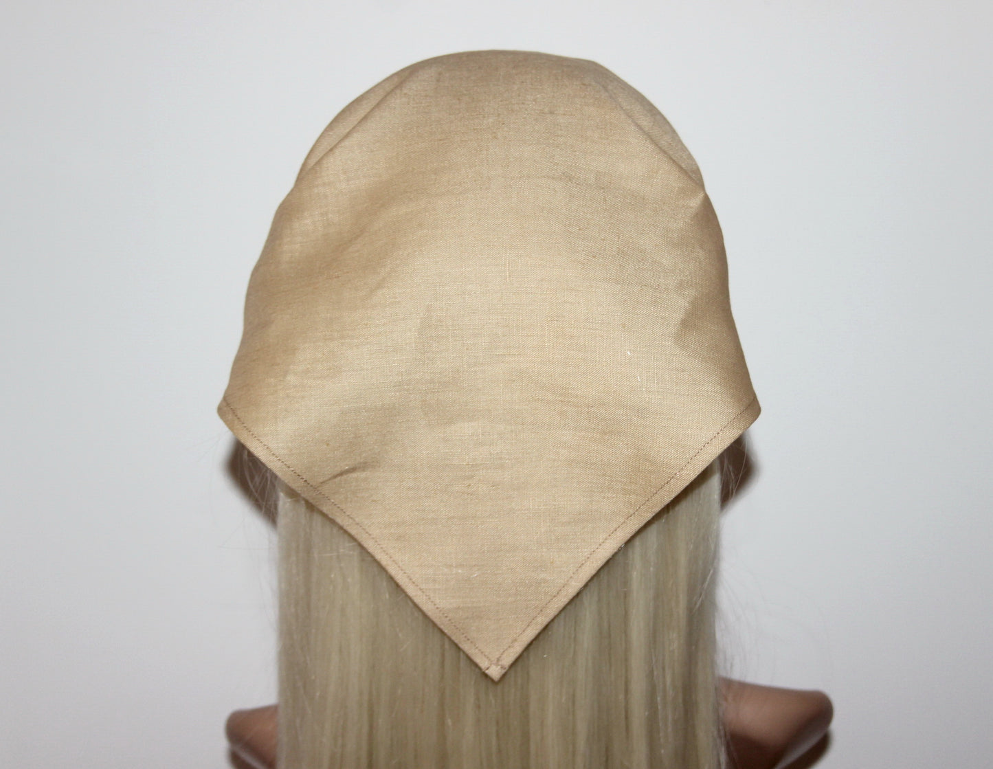 Cream Hair kerchief Triangle linen headband bandana