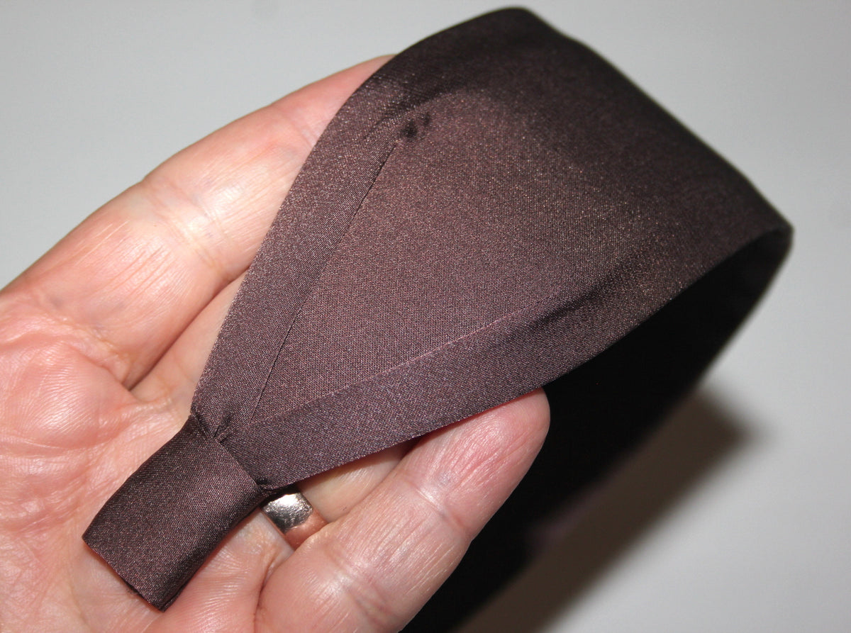 Brown satin headband, head scarf for women