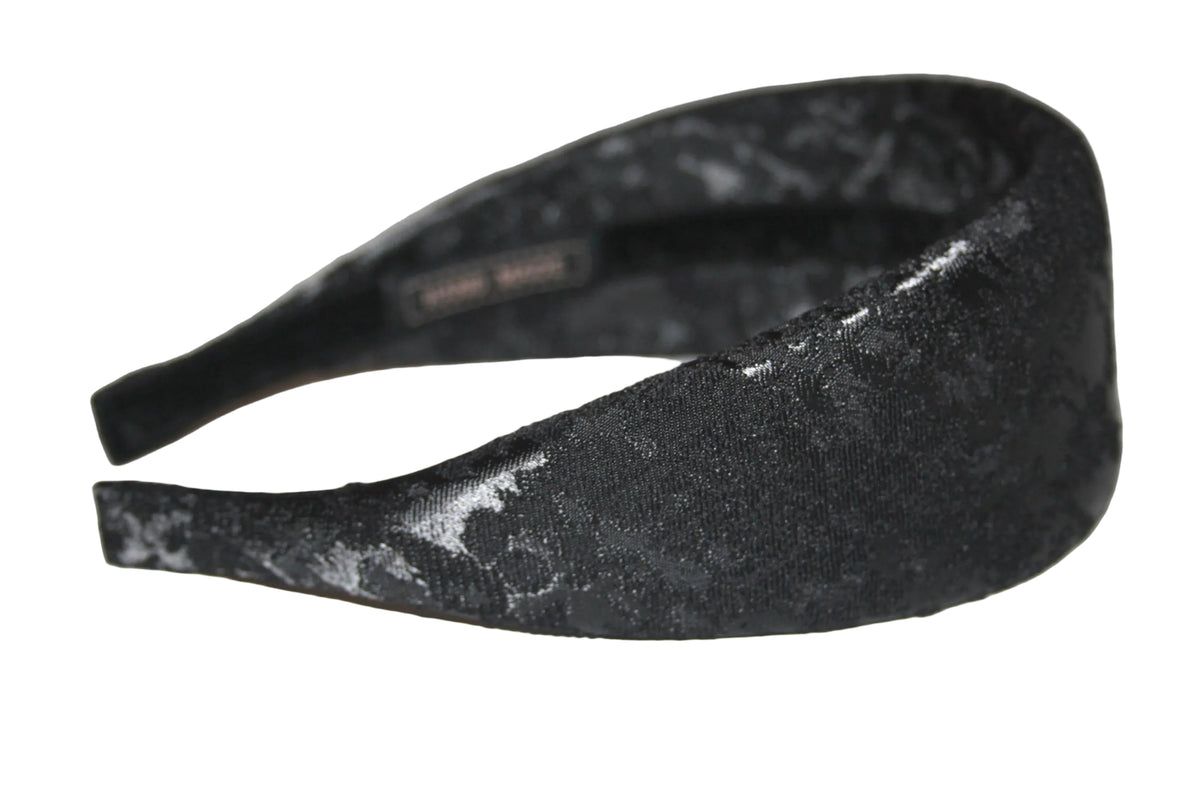 Satin Jacquard padded headband, Elegant puffy Black head scarf... NEW
