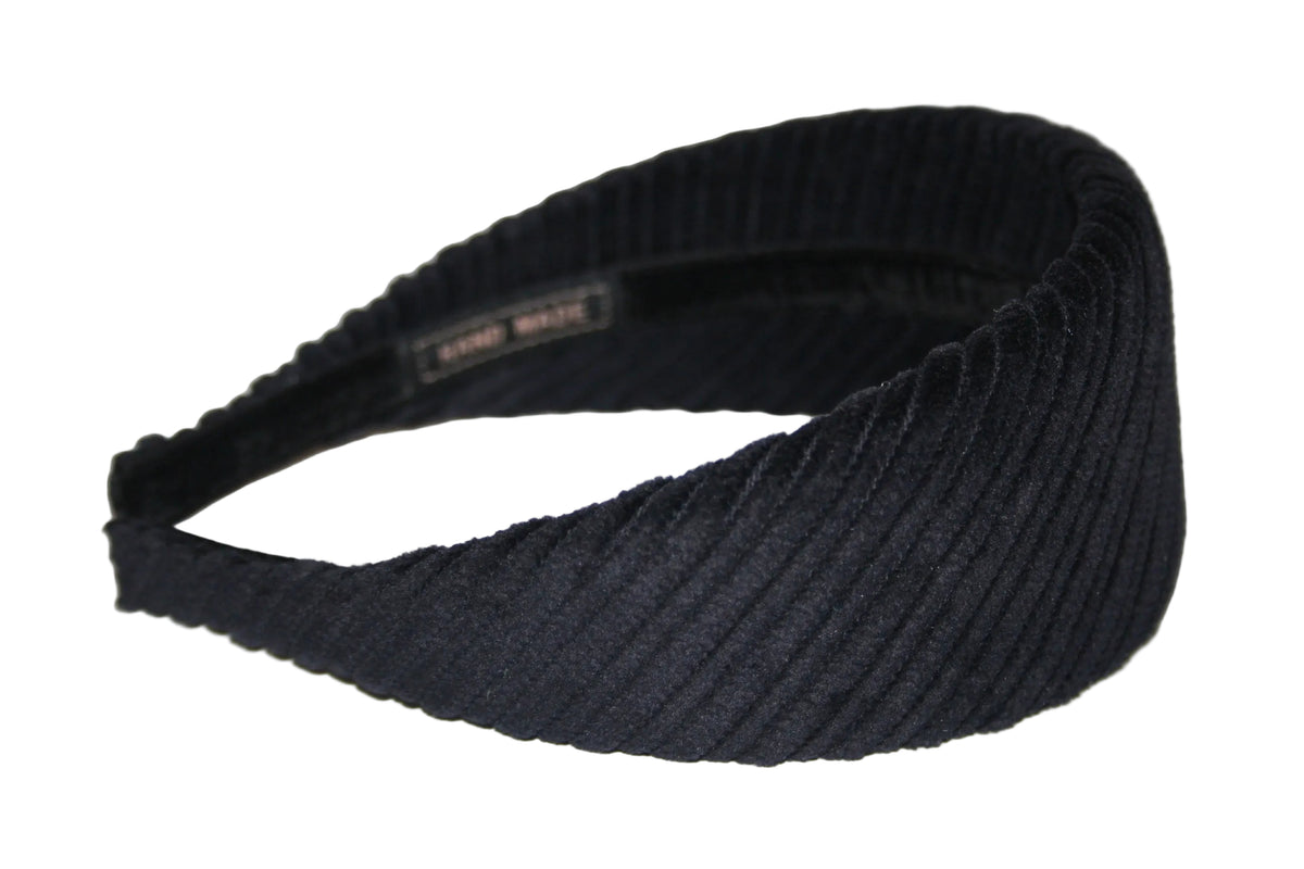 Bluish-Black padded headband, Large Corduroy puffy hair scarf... NEW