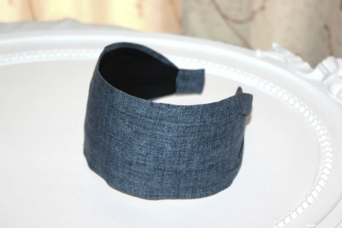 Denim linen headband Chambray hairband bandana, hand made