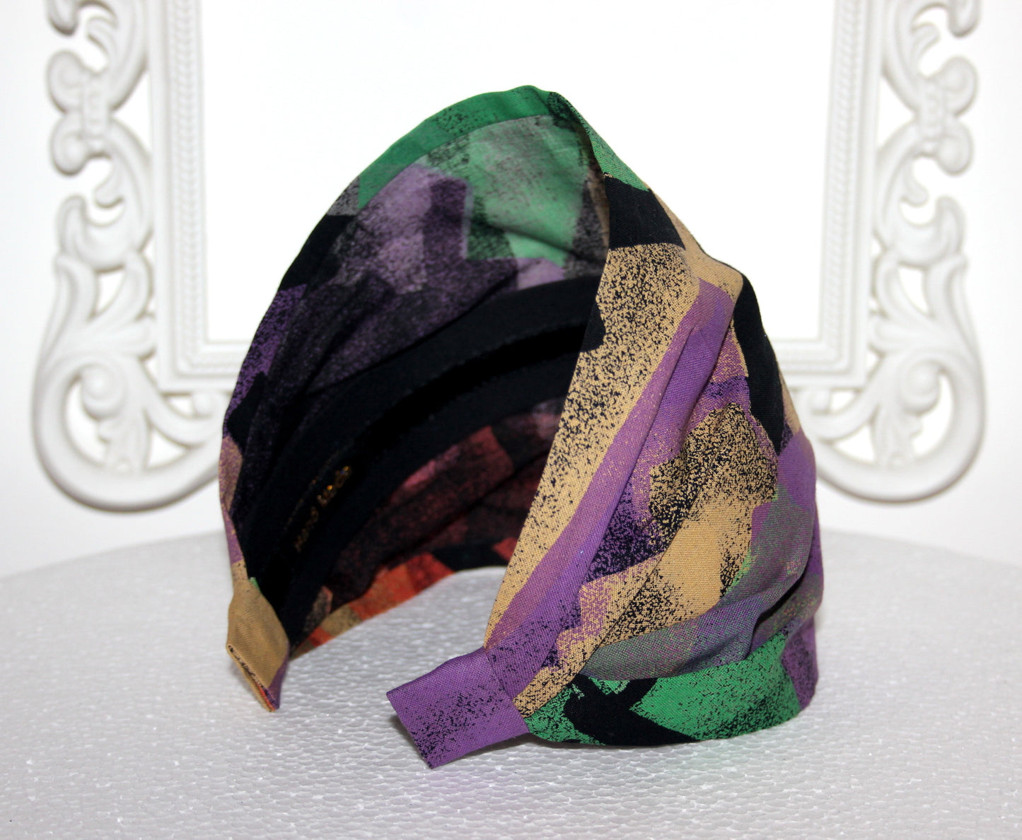Tie Dye bandana headband Multicolor abstract print hair scarf Wide head cover