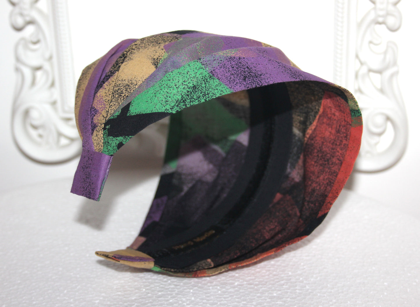 Tie Dye bandana headband Multicolor abstract print hair scarf Wide head cover
