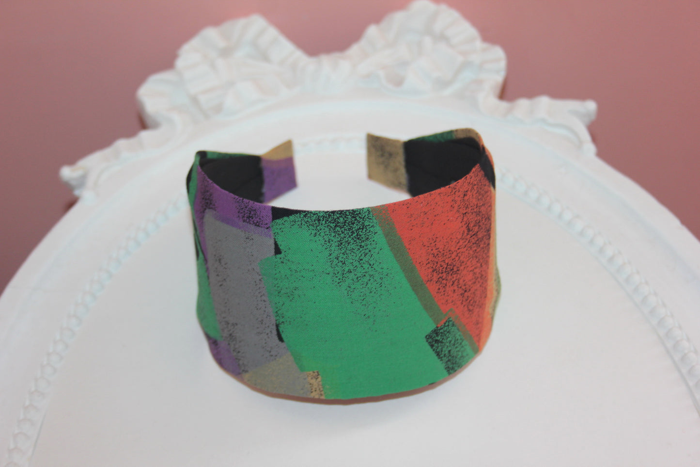 Colorful headband for women Abstract print wide fabric hairband