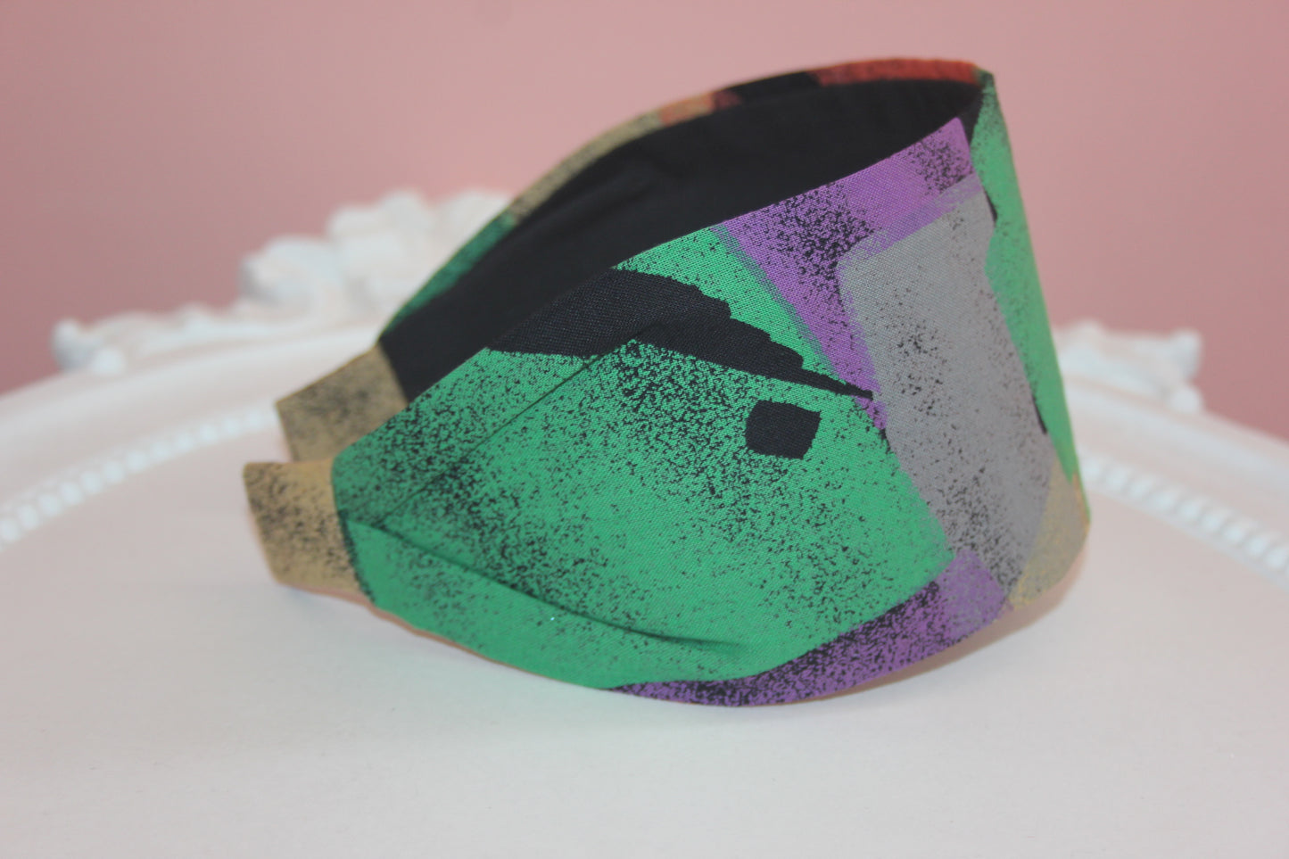 Colorful headband for women Abstract print wide fabric hairband