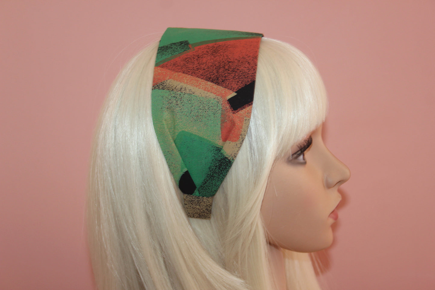 Colorful headband for women Abstract print wide fabric hairband