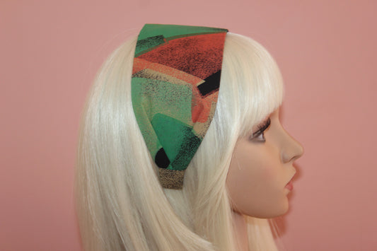 Colorful headband for women Abstract print wide fabric hairband