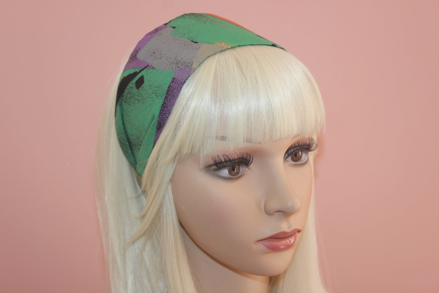 Colorful headband for women Abstract print wide fabric hairband