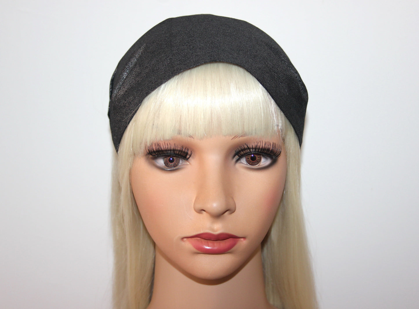 Silver headband bandana Dark Gray fashion head covering Wide alopecia head scarf