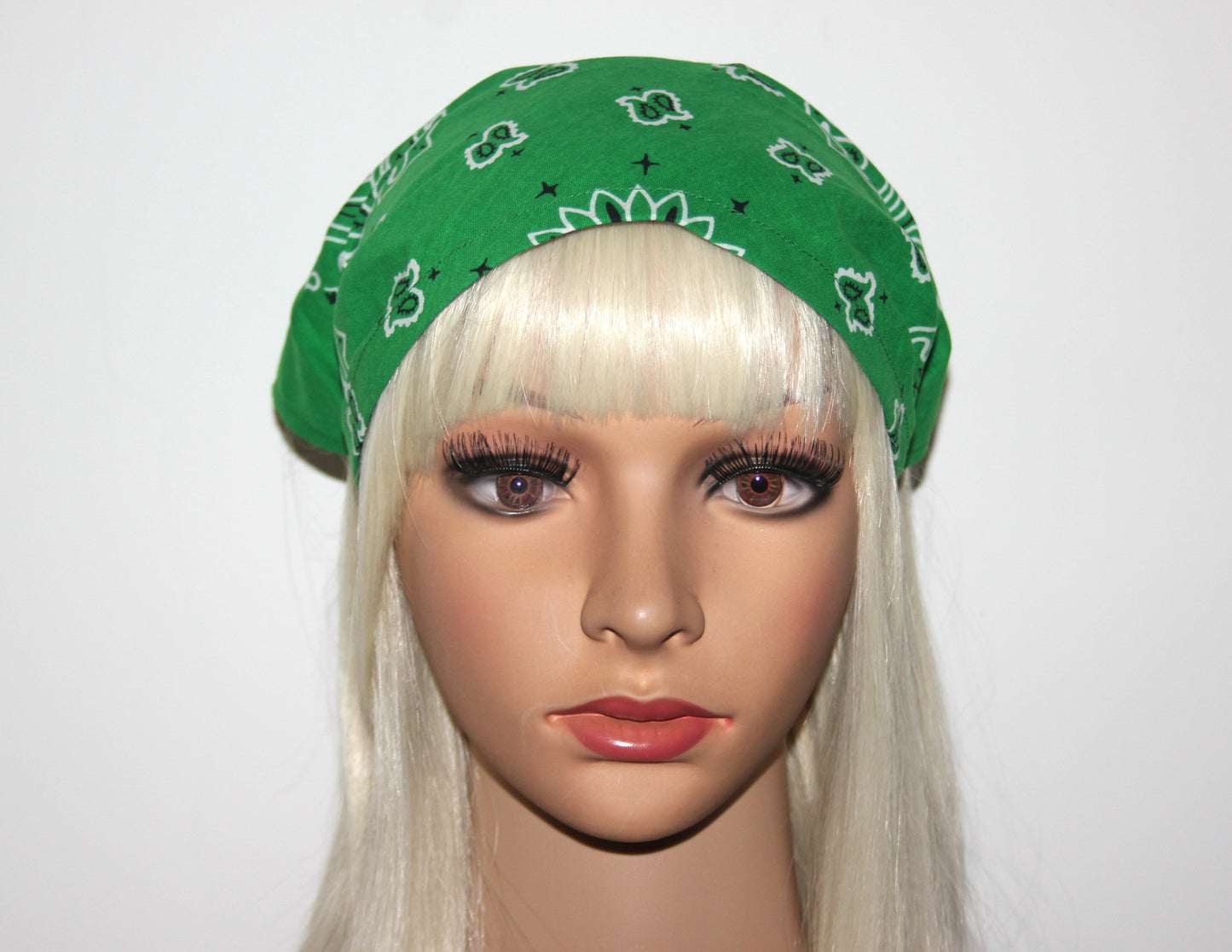 Green cotton triangle bandana headband Comfy hippie hairband
