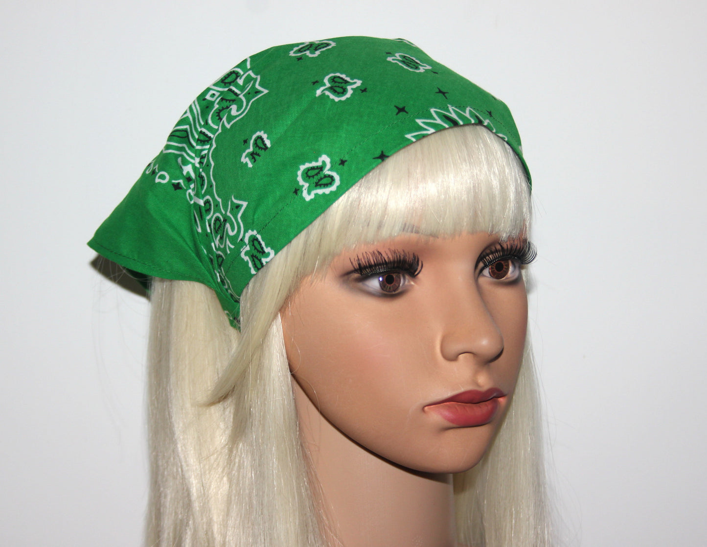 Green cotton triangle bandana headband Comfy hippie hairband