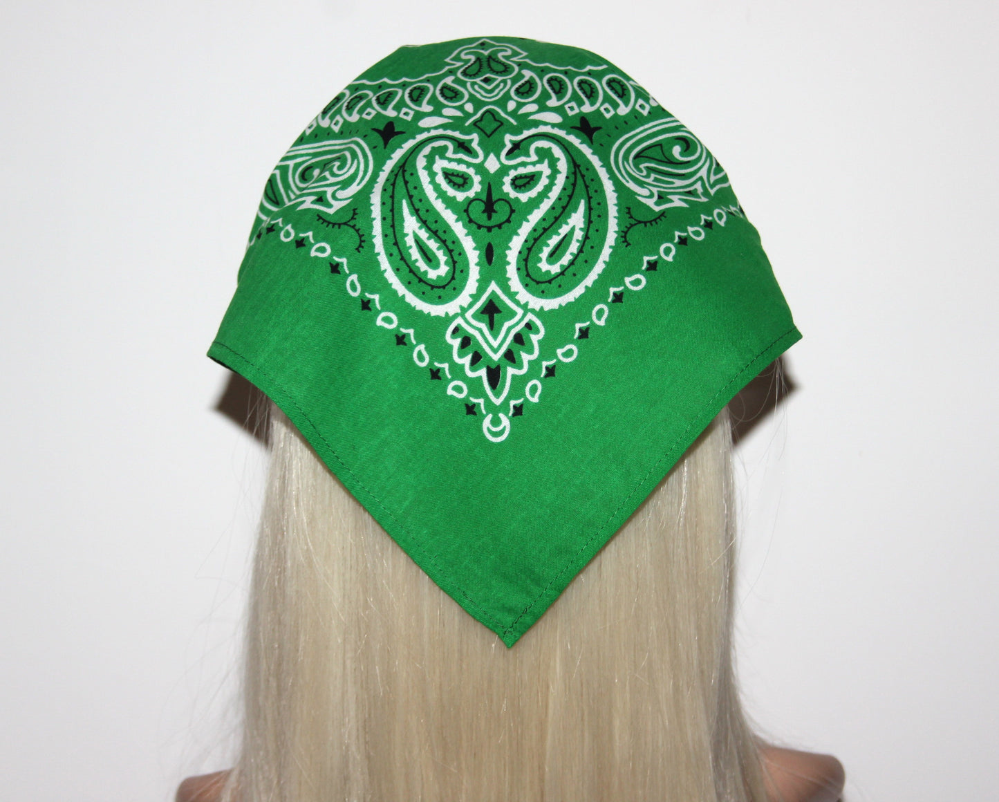 Green cotton triangle bandana headband Comfy hippie hairband