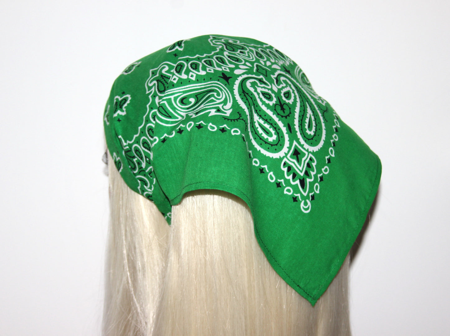 Green cotton triangle bandana headband Comfy hippie hairband