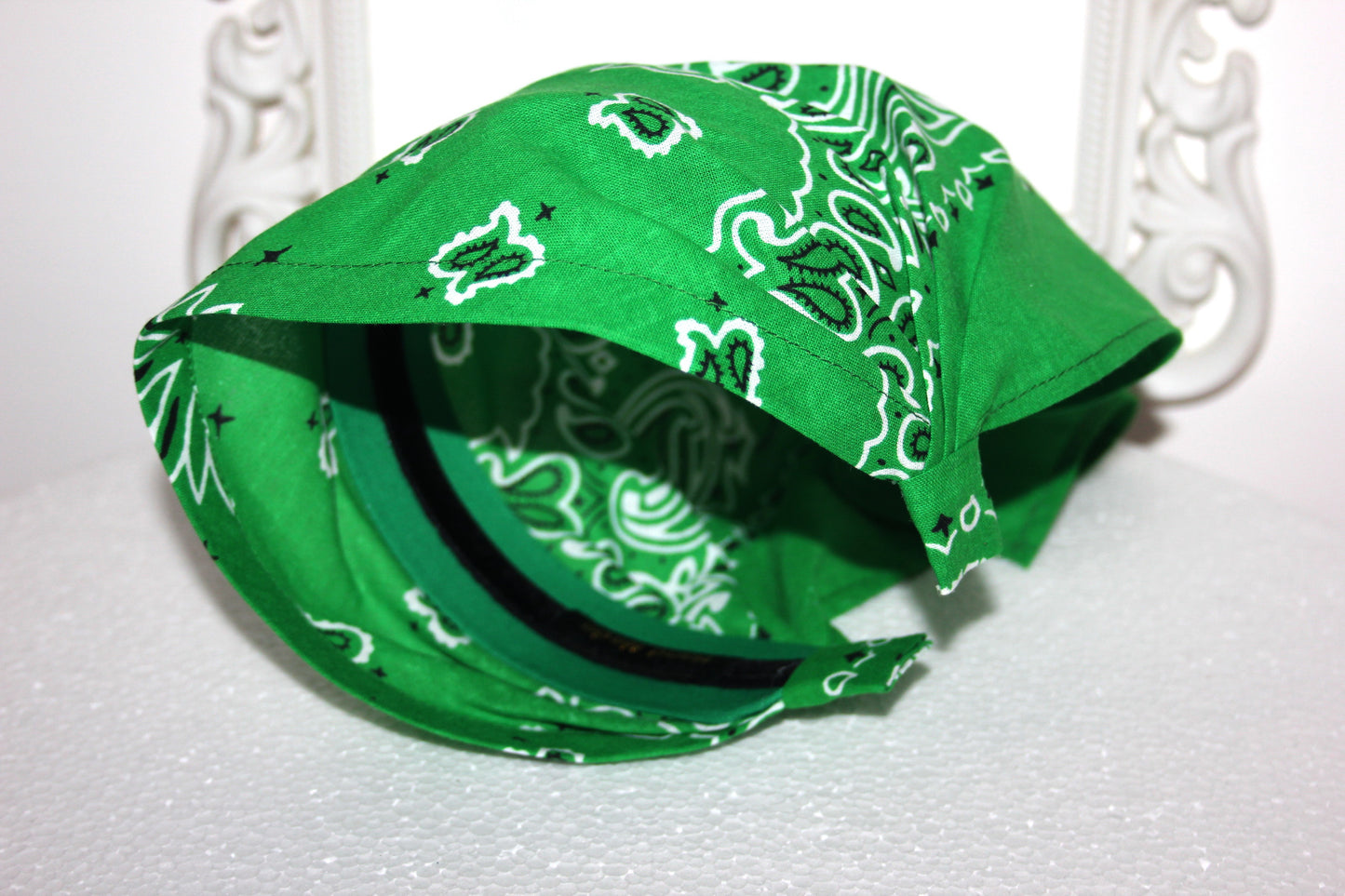 Green cotton triangle bandana headband Comfy hippie hairband