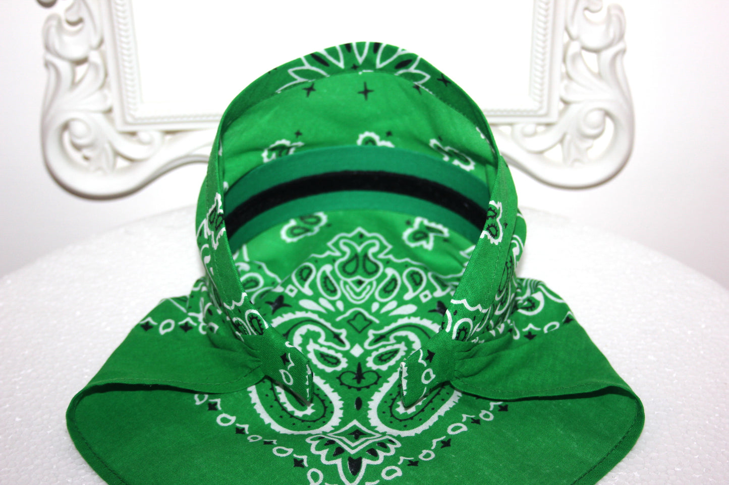 Green cotton triangle bandana headband Comfy hippie hairband