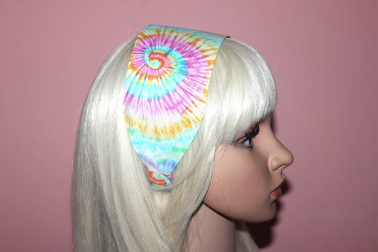 Tie Dye bright swirl print headband for women