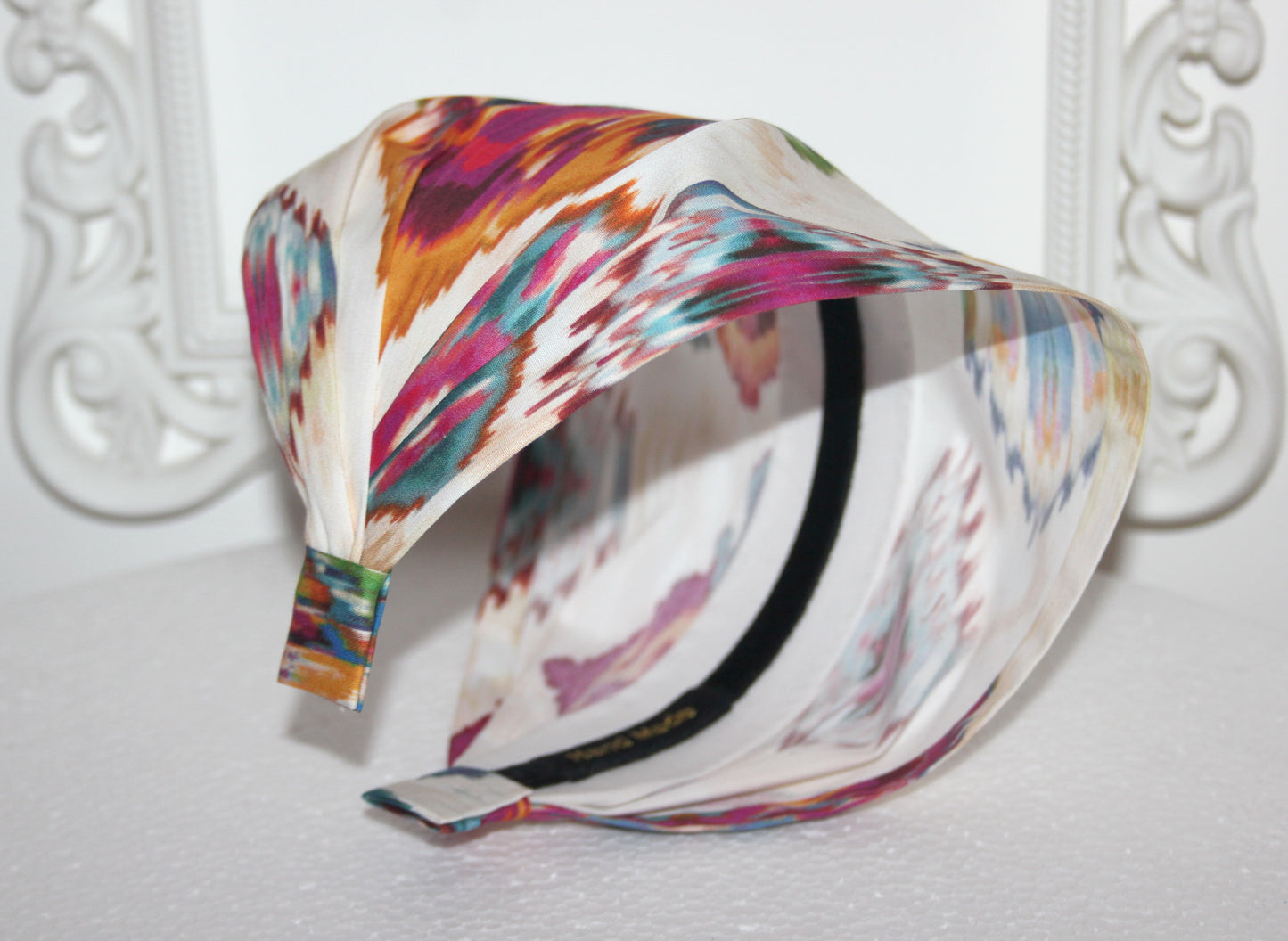 Colorful tie dye bandana headband Ethnic print hair scarf structured head cover