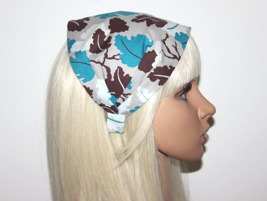 Cotton headband bandana Black & White hippie head scarf, wide head covering