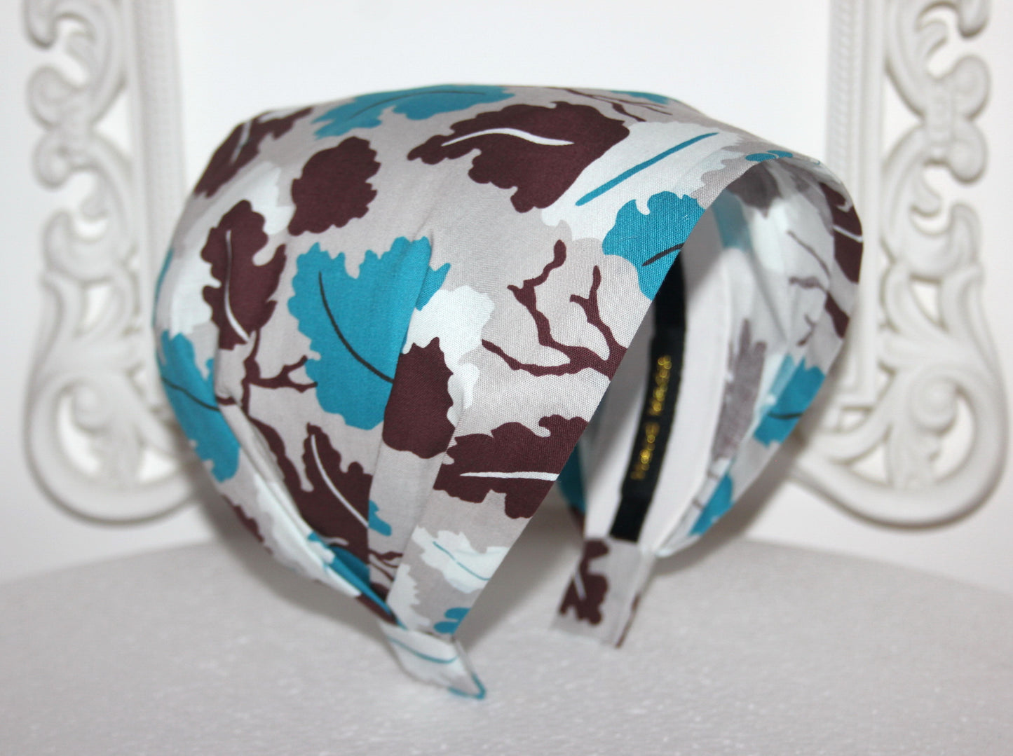 Cotton headband bandana Black & White hippie head scarf, wide head covering
