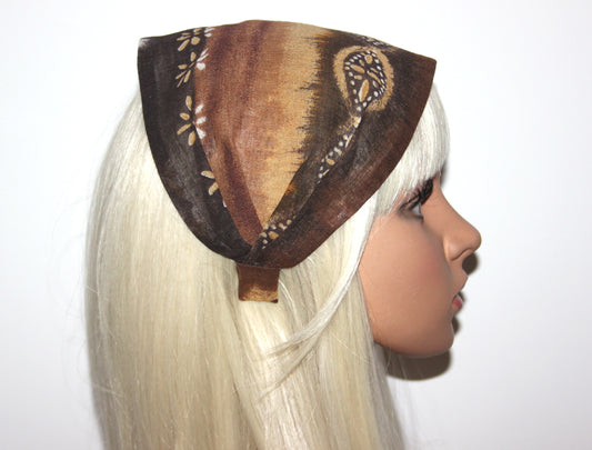 Gauze bandana headband Natural dye cotton block print hairband for women, summer ethnic headband