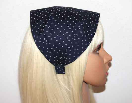 Bandana Headband Dark Blue Boho leaves print hairband scarf