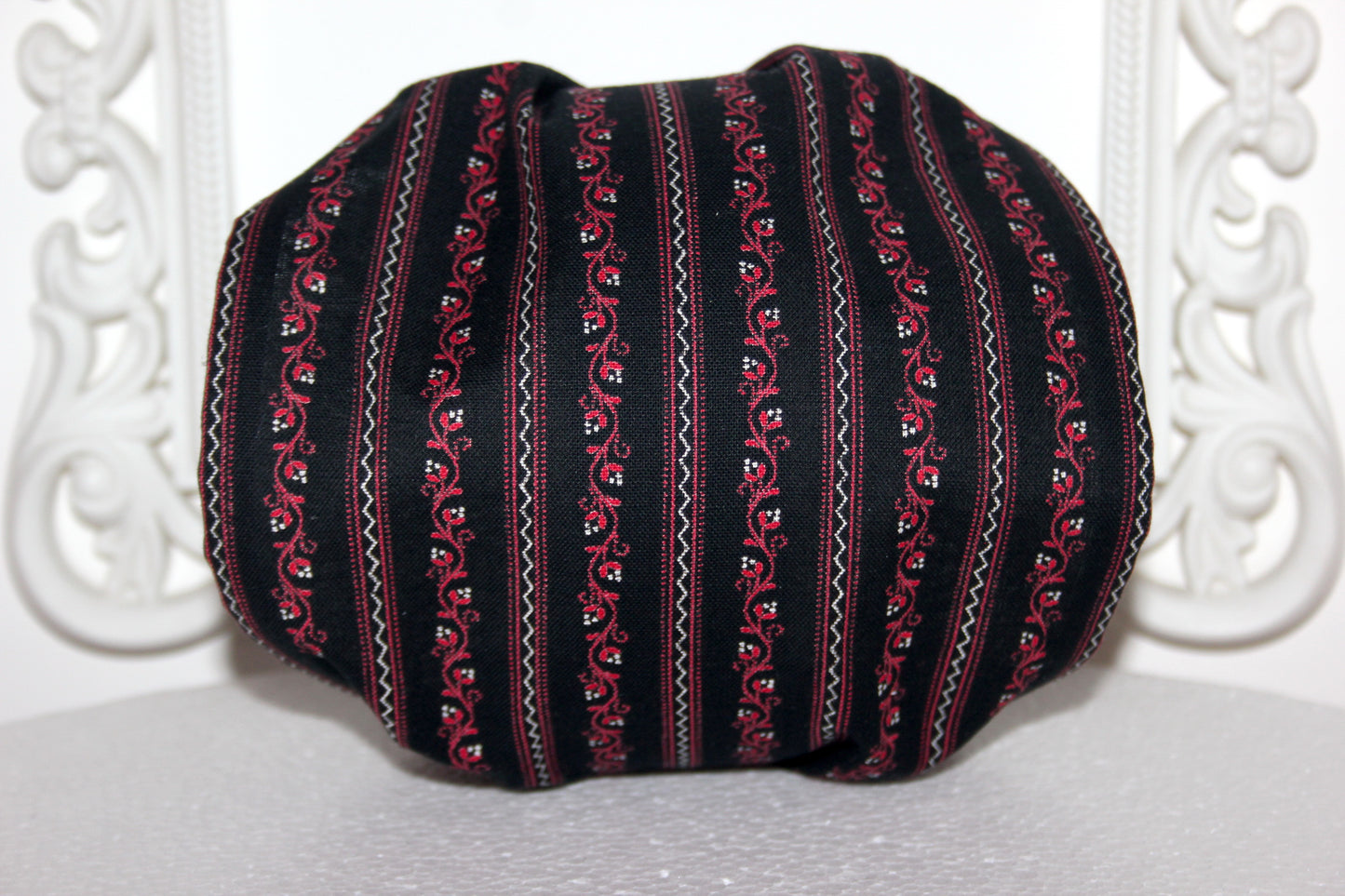 Ethnic Ikat headband 6"-10" inch Black & Red Handloom cotton bandana