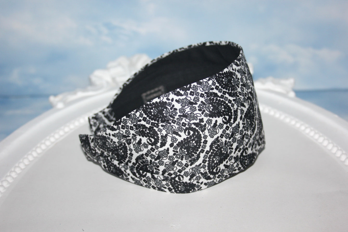 Paisley headbands for women black gray white fabric comfortable hairband poly viscose women bandana