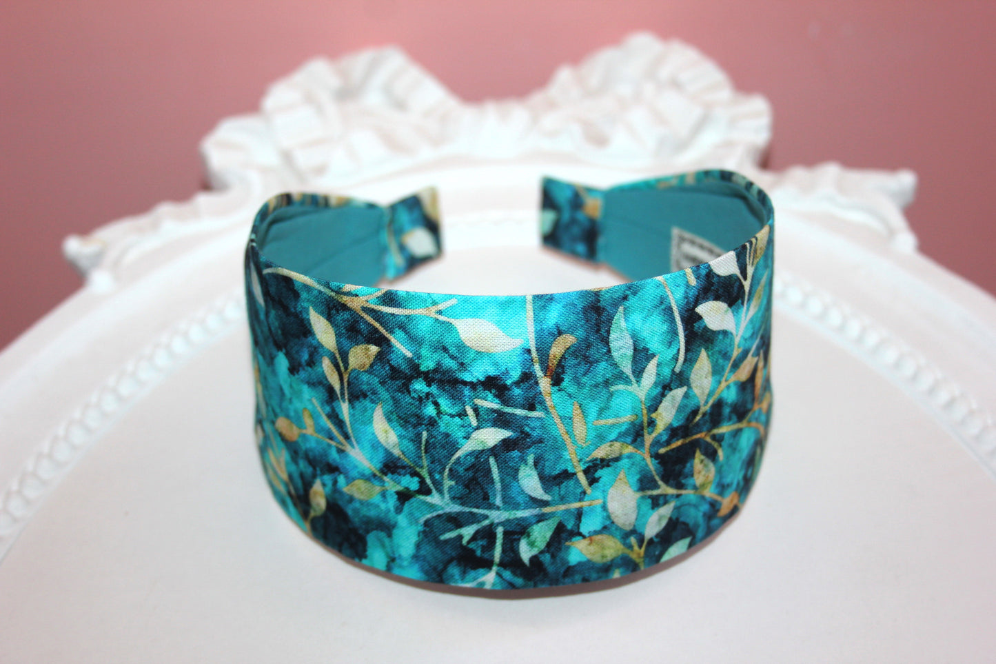 Turquoise batik headband for women