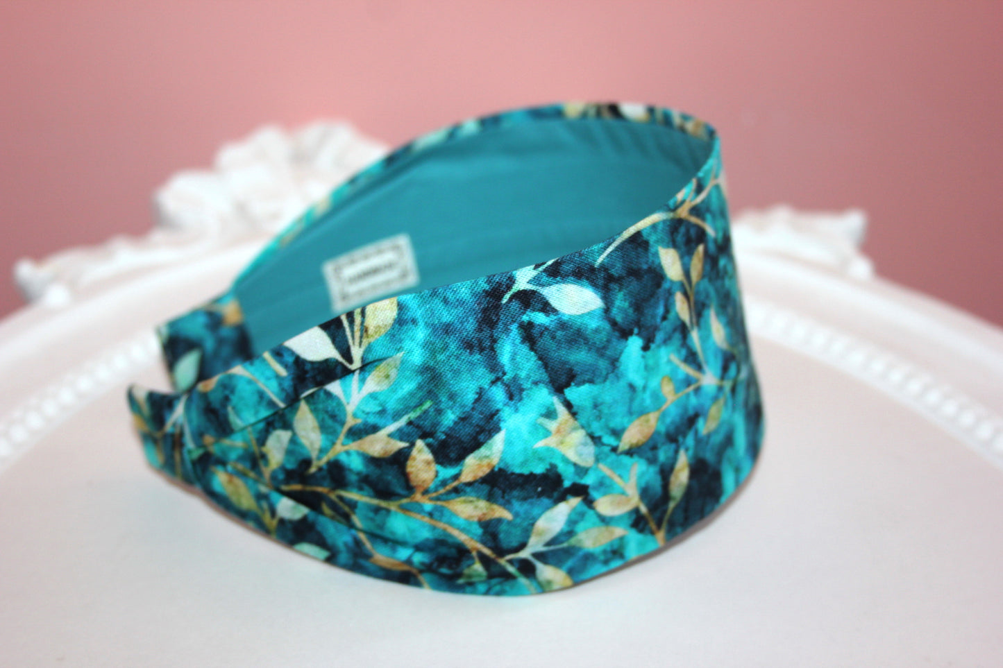 Turquoise batik headband for women