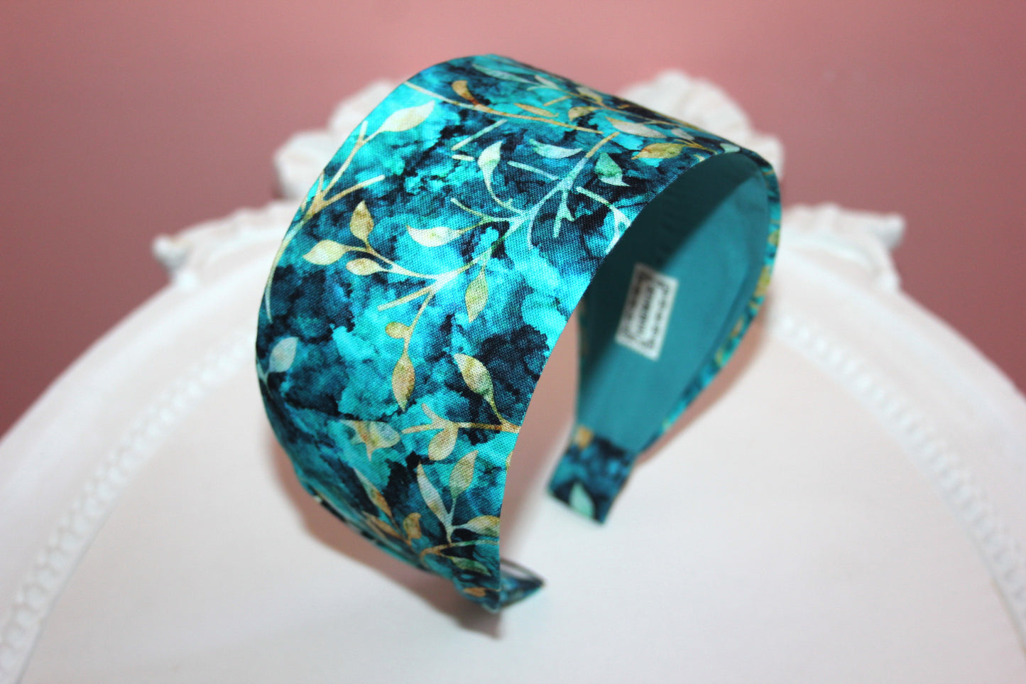 Turquoise batik headband for women