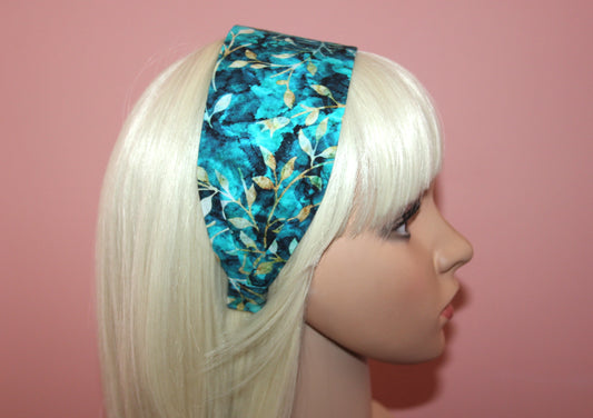 Turquoise batik headband for women