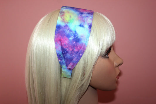 Large headband for women Colorful GALAXY Spice print extra wide hairband bandana
