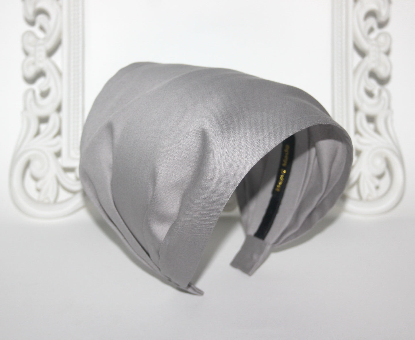 Gray bandana headband Wide cotton satin fabric hairband, alopecia head cover,