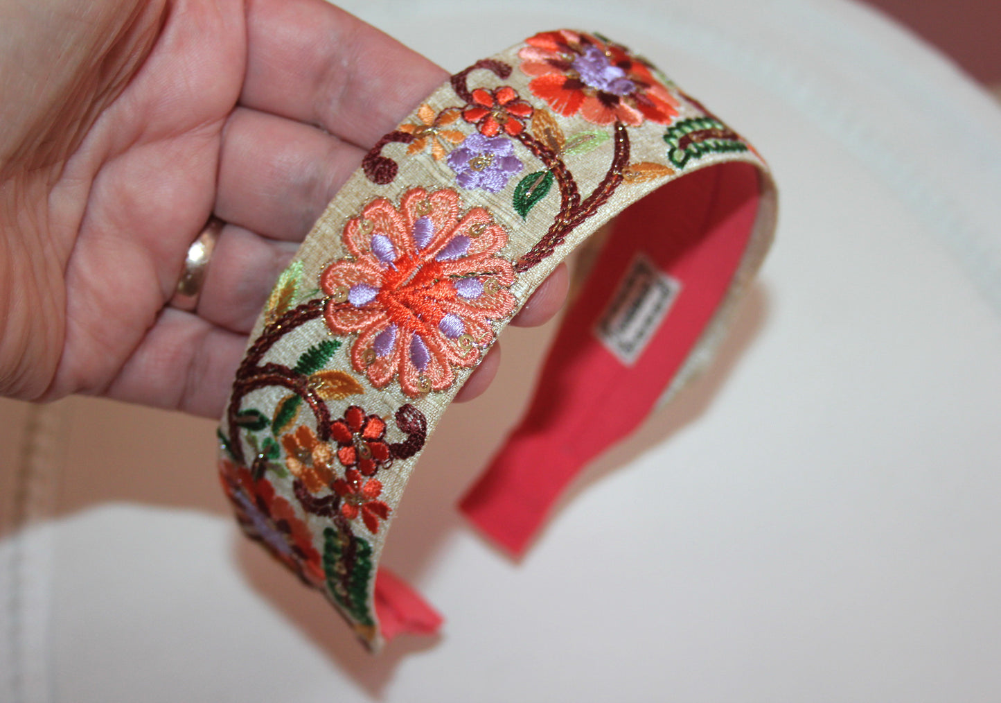 Sequin embroidered headband scarf, Boho woman hairband, multicolor stunning headpiece