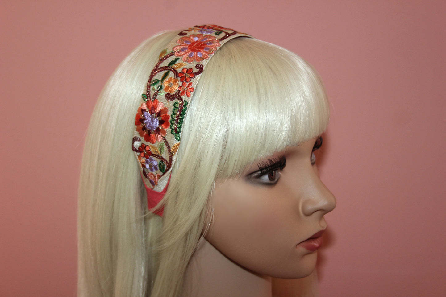 Sequin embroidered headband scarf, Boho woman hairband, multicolor stunning headpiece