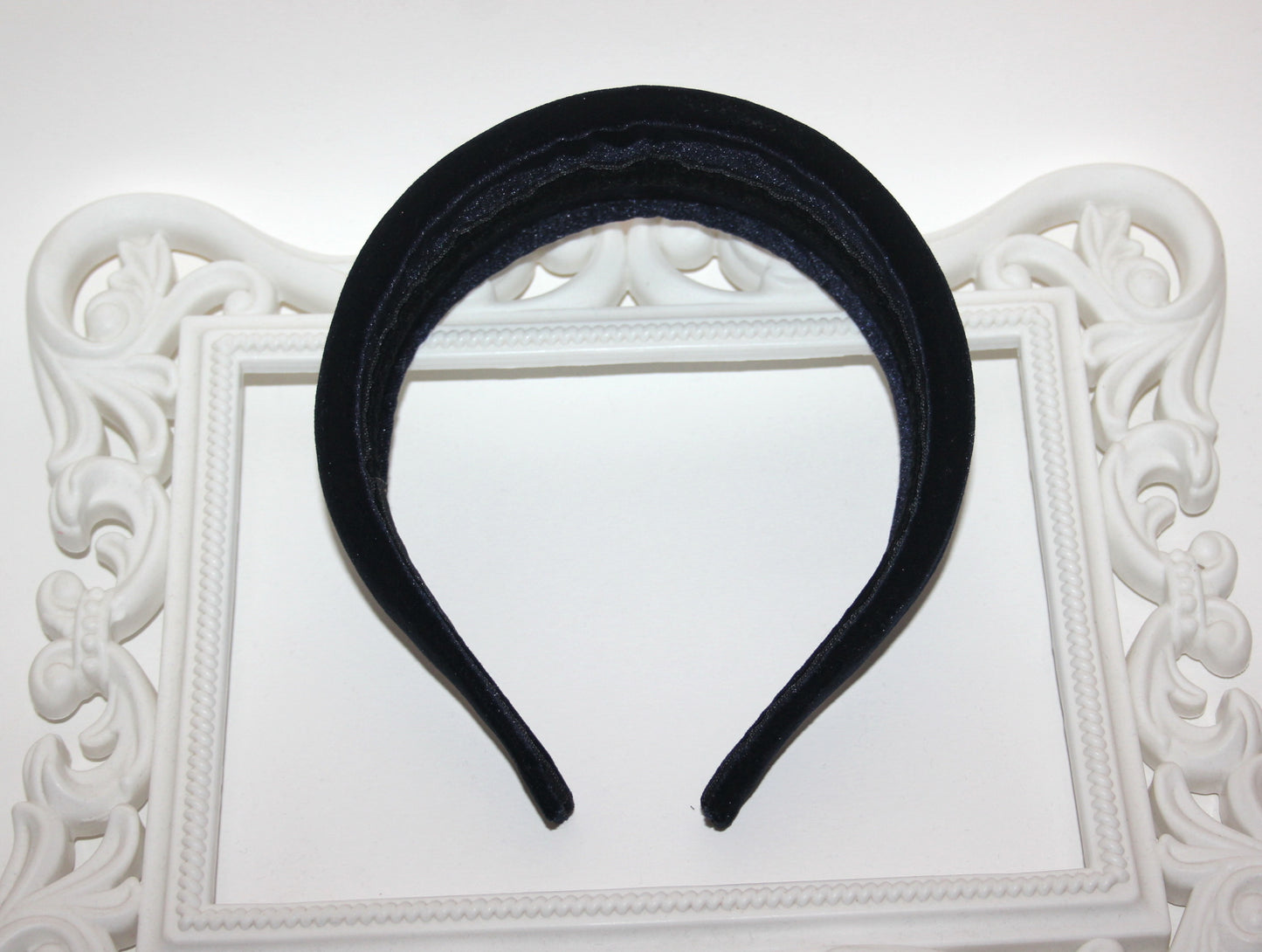 Dark Blue padded headband for women, velvet wide hairband, plastic free