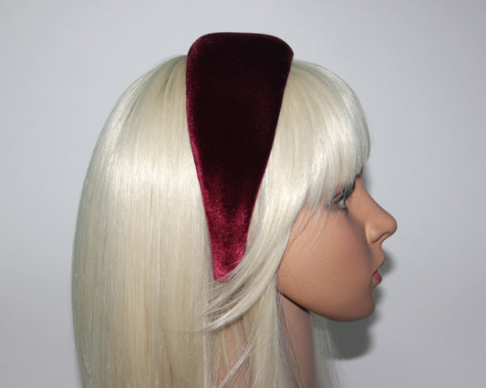Burgundy velvet padded headband Alopecia head cover, plastic free